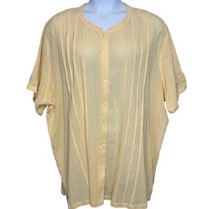 Silhouettes Womens Lemon Yellow Cotton Top Sz 4X Flowy Effortless Feminine Boho
